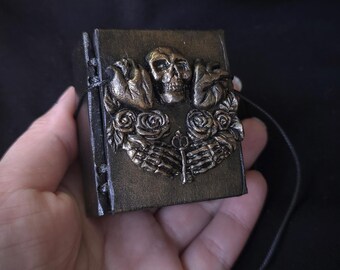 Gothic ring box book shape, skull and heart memento mori engagement box, till death do us part ring holder, dark academia wedding decor