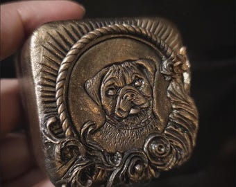 Custom Dog Portrait Ring Box with Filigree | Personalized Proposal Box | Pet Lover Engagement Ring Box