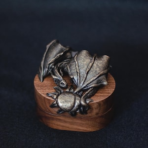Bronze dragon box wooden wedding box for rings proposal box ring natural memory gift for him chest box jewellery box personalized