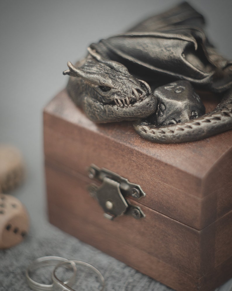 D20 dragon ring box custom dice box dnd wooden box Etsy