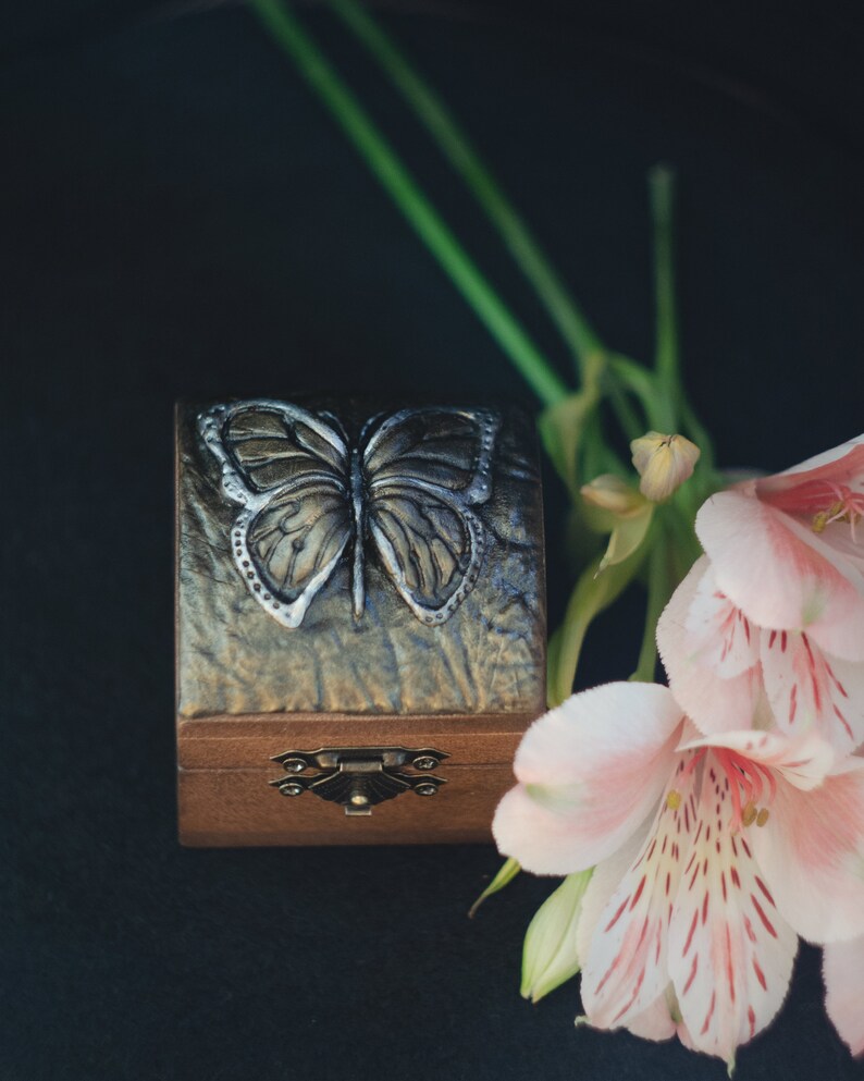 Butterfly Ring Box Moths Proposal Small Wooden Custom Box - Etsy