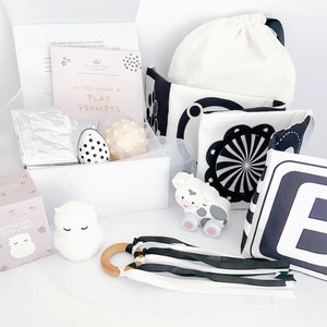 Newborn Sensory Discovery Set: Black & White Baby Toy Bundle in Gift Box