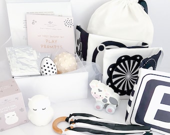 Newborn Sensory Discovery Set: Black & White Baby Toy Bundle in Gift Box