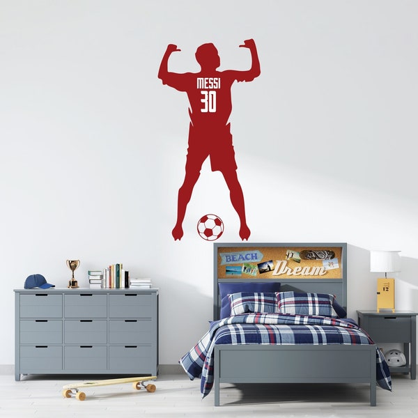 Personalised Footballer Soccer Player Kids Name Wall Vinyl Decal Sticker