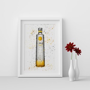 Cîroc Ananas Wodka Flasche Aquarell Splash A3, A4, 10x8, 8x6, 5x7 und 4x6 Wand Kunstdrucke