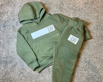 Personalised Block Initial Childrens Pullover Tracksuit Set (2 Piece)