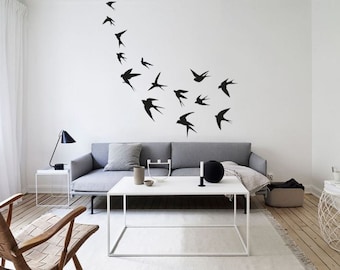 Two Barn Swallows Birds Flying - Die Cut Vinyl Window