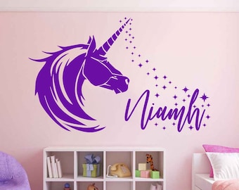 Personalised Unicorn Name & Stars Wall Vinyl/Decal/Sticker