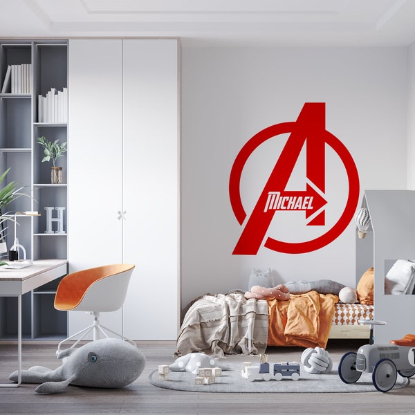 Personalised Avengers Superhero Inspired Kids Name Wall Vinyl Decal Sticker