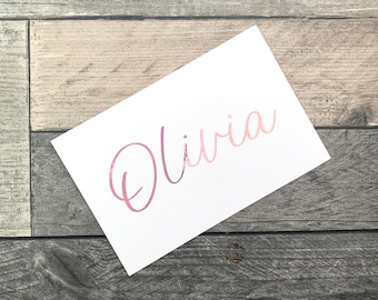 Personalised Name Vinyl Decal Label Calligraphy Sticker for Water Bottles, Glasses, Notebooks, Gift Boxes and more
