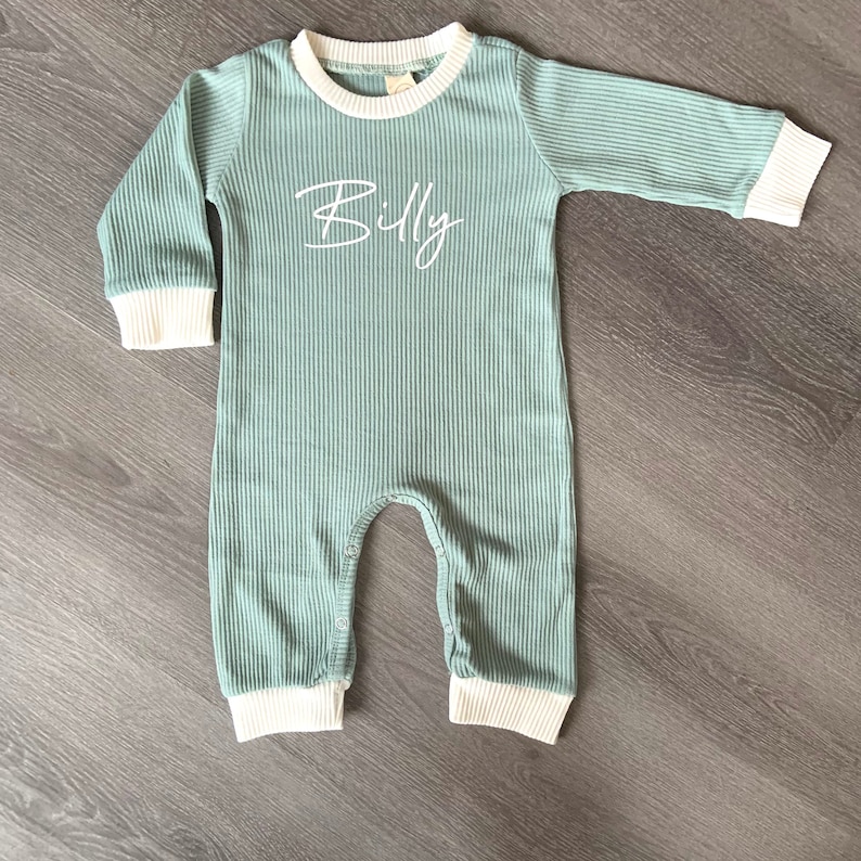 Personalised Ribbed Romper, Bodysuit and Pullover for Babies, Toddlers and Children image 1