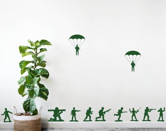 Set of 22 Toy Army Men Wall Vinyl Decal Stickers | Kids Army Soldiers | Kids Room Decoration | Boys Room | Childrens Decor