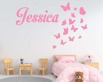 Personalised Name with Butterflies Wall Vinyl Decal Sticker | Kids Room | Nursery | Custom Name | Personalised Wall Decal | Baby Name