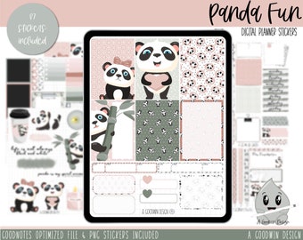 Panda Fun Digital Planner Stickers | Decorative Sticker Set | Goodnotes Stickers | Digital Planner Stickers | PNG Stickers| Mini Kit