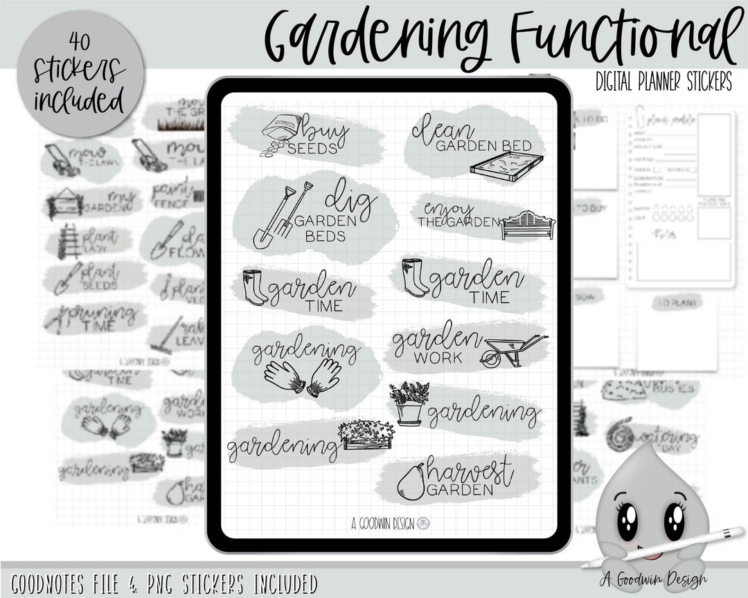 Gardening Functional Digital Planner Stickers | Goodnotes Stickers ...