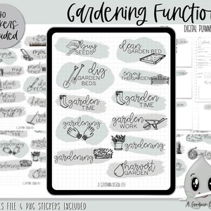 Gardening Functional Digital Planner Stickers | Goodnotes Stickers | Digital Planner Stickers | PNG Stickers | Functional Stickers