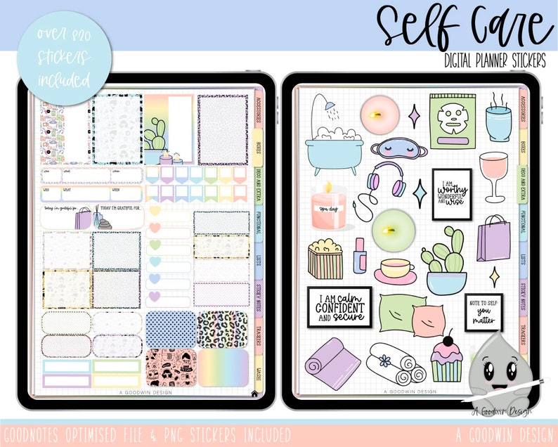 Self Care Digital Planner Stickers Goodnotes Planner - Etsy