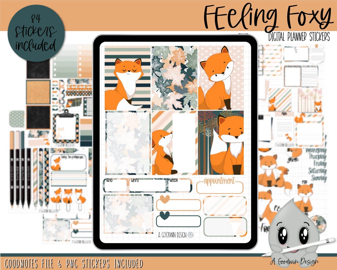 Feelin' Foxy Digital Planner Stickers | Decorative Sticker Set ...