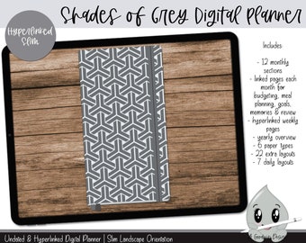 Shades of Grey Undated Linked Digital Planner | Hyperlinked Planner | Goodnotes Planner | Xodo Planner | Noteshelf Planner | Hobonichi