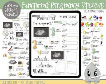 Functional Pregnancy Sticker Set l Planner Stickers | Functional Sticker Set | Goodnotes Stickers | Digital Planner Stickers | PNG Stickers