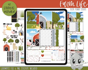 Farm Life Digital Planner Stickers | Decorative Sticker Set | Goodnotes Stickers | Digital Planner Stickers | PNG Stickers
