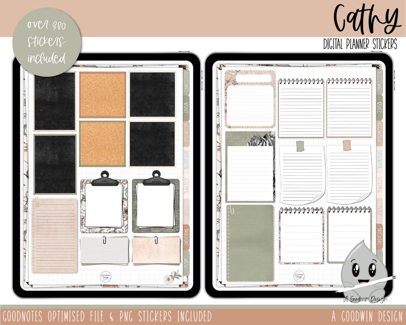 Cathy Vintage Weekly Digital Planner Stickers Goodnotes Planner Stickers iPad Planning Weekly Sticker Set Digital Sticker Set image 8