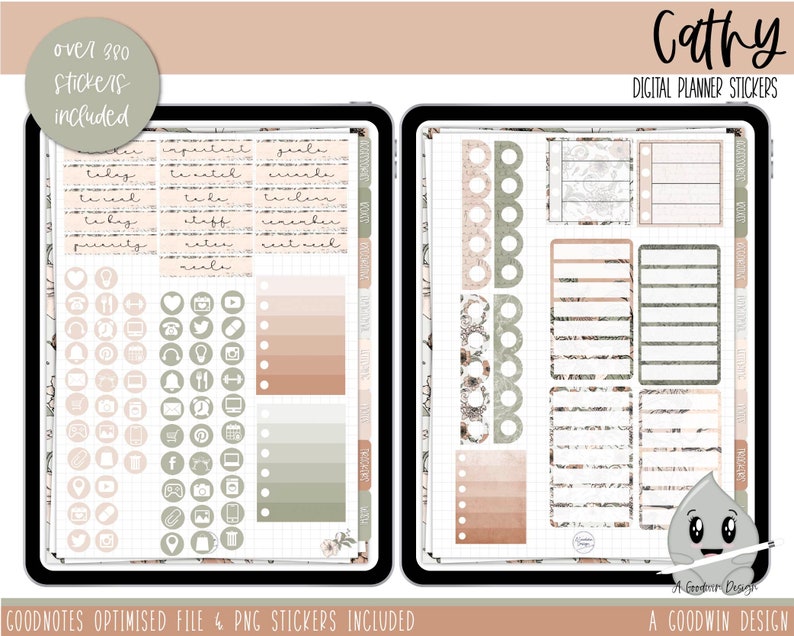 Cathy Vintage Weekly Digital Planner Stickers Goodnotes Planner Stickers iPad Planning Weekly Sticker Set Digital Sticker Set image 6