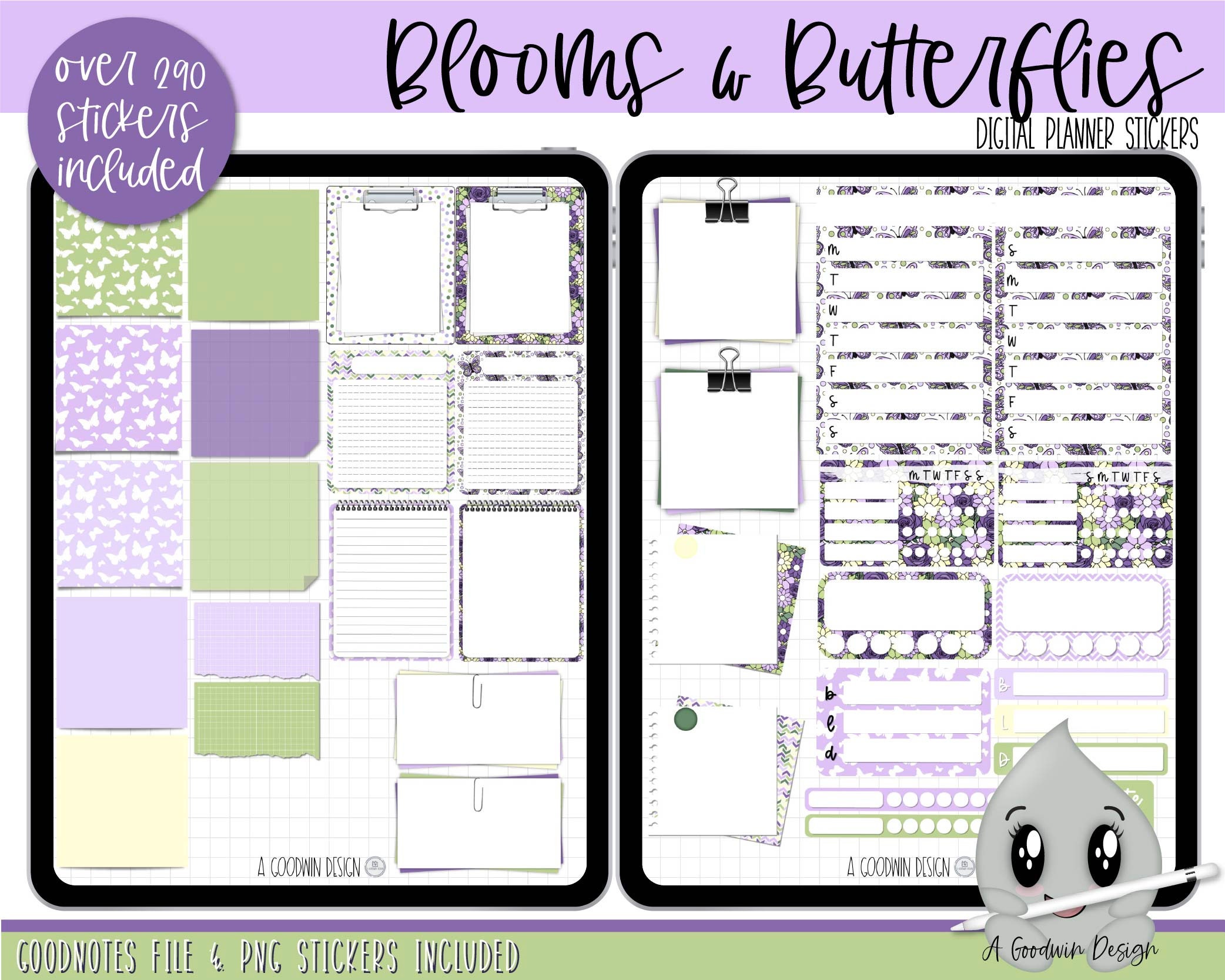 Blooms & Butterflies Digital Planner Stickers | Goodnotes Stickers ...