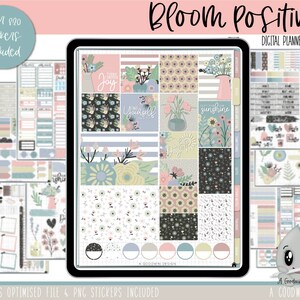 Bloom positiviteit digitale planner stickers | Goodnotes-plannerstickers | iPad-planning | Digitale stickerset