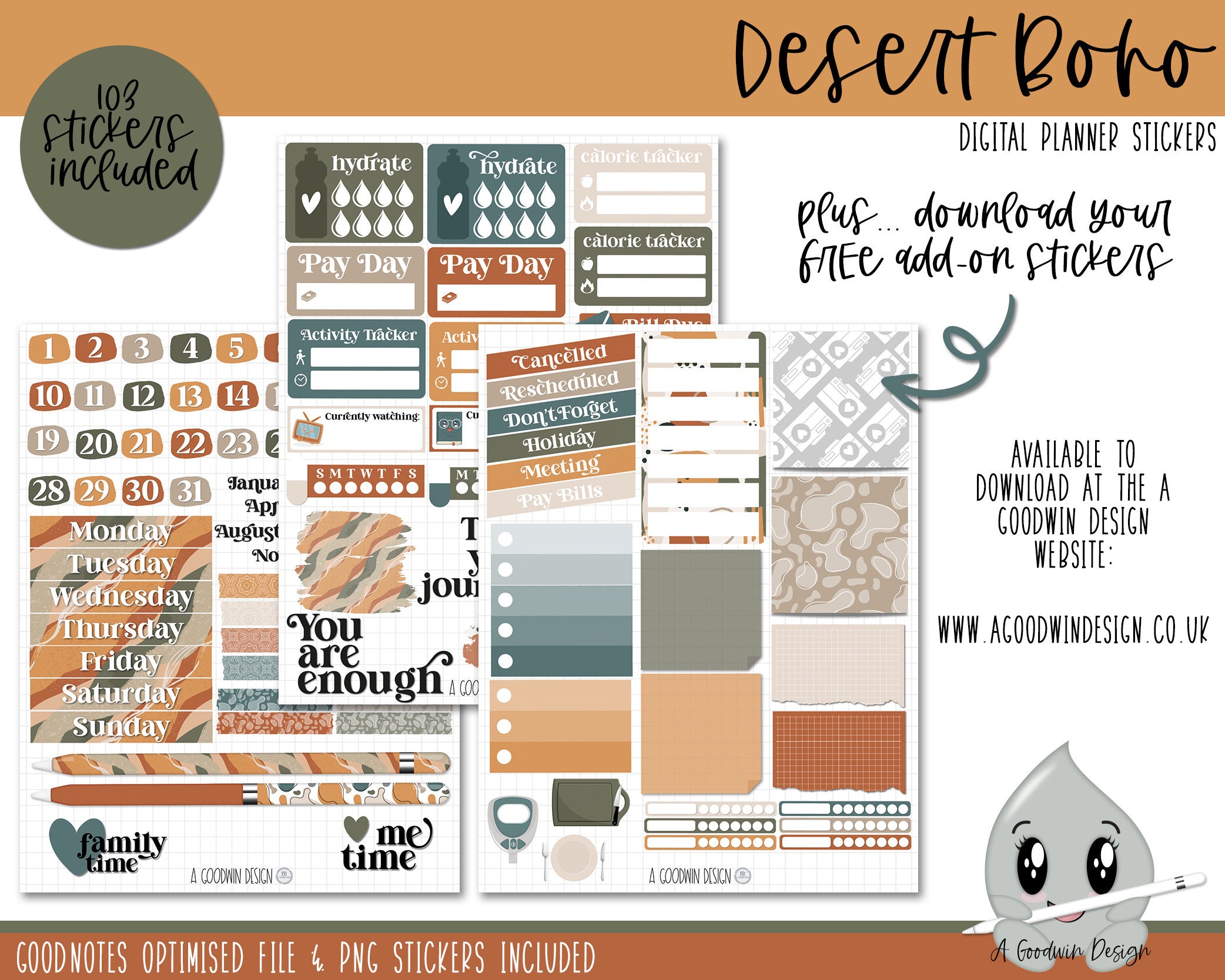 Desert Boho Digital Planner Stickers Decorative Sticker Set - Etsy