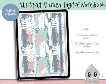 Abstract Summer Digital Notebook | Digital Notebook | Goodnotes Notebook | Xodo | Zoomnotes | Hyperlinked Notebook | Portrait Notebook