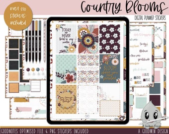 Country Blooms Weekly Digital Planner Stickers | Goodnotes Planner Stickers | iPad Planning | Weekly Sticker Set | Digital Sticker Set