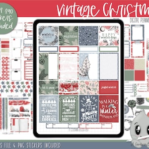 Vintage Christmas Digital Planner Stickers | Goodnotes Stickers | Digital Planner Stickers | PNG Stickers | Digital Planning