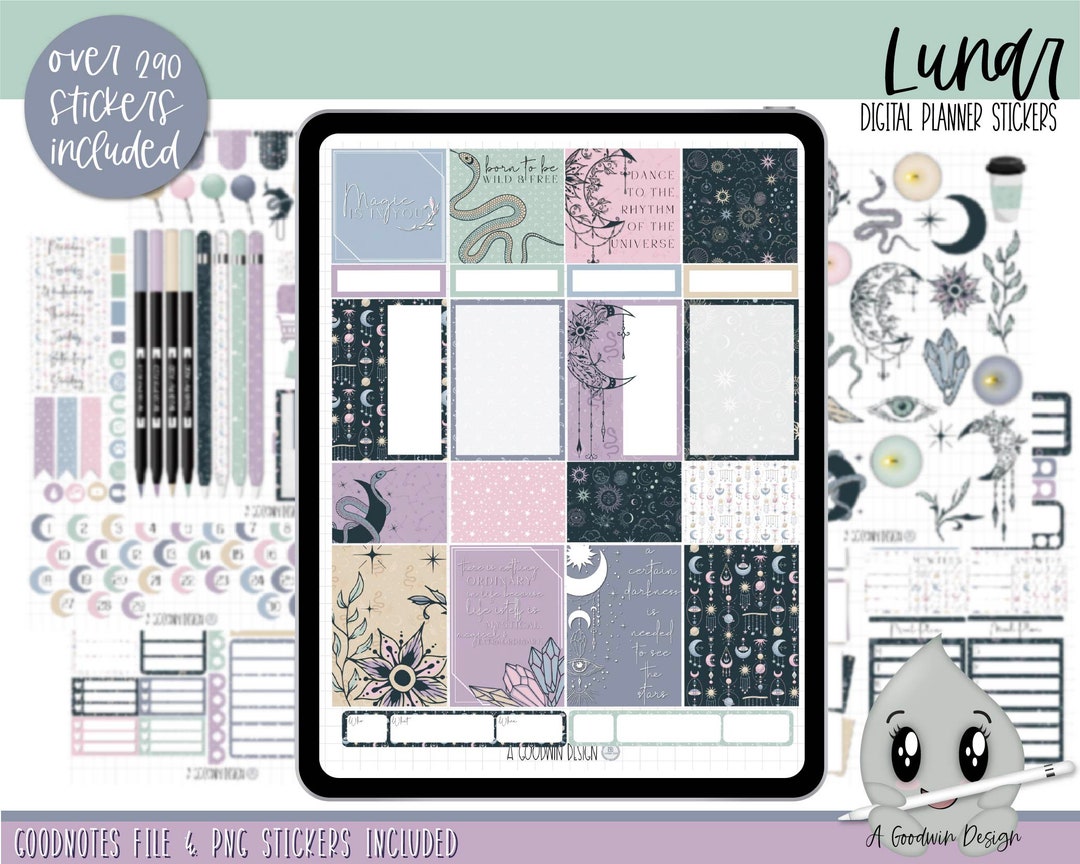 Lunar Digital Planner Stickers | Goodnotes Stickers | Digital Planner ...