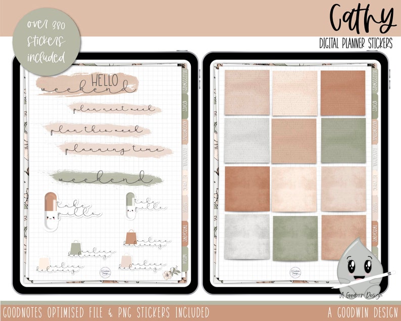 Cathy Vintage Weekly Digital Planner Stickers Goodnotes Planner Stickers iPad Planning Weekly Sticker Set Digital Sticker Set image 7