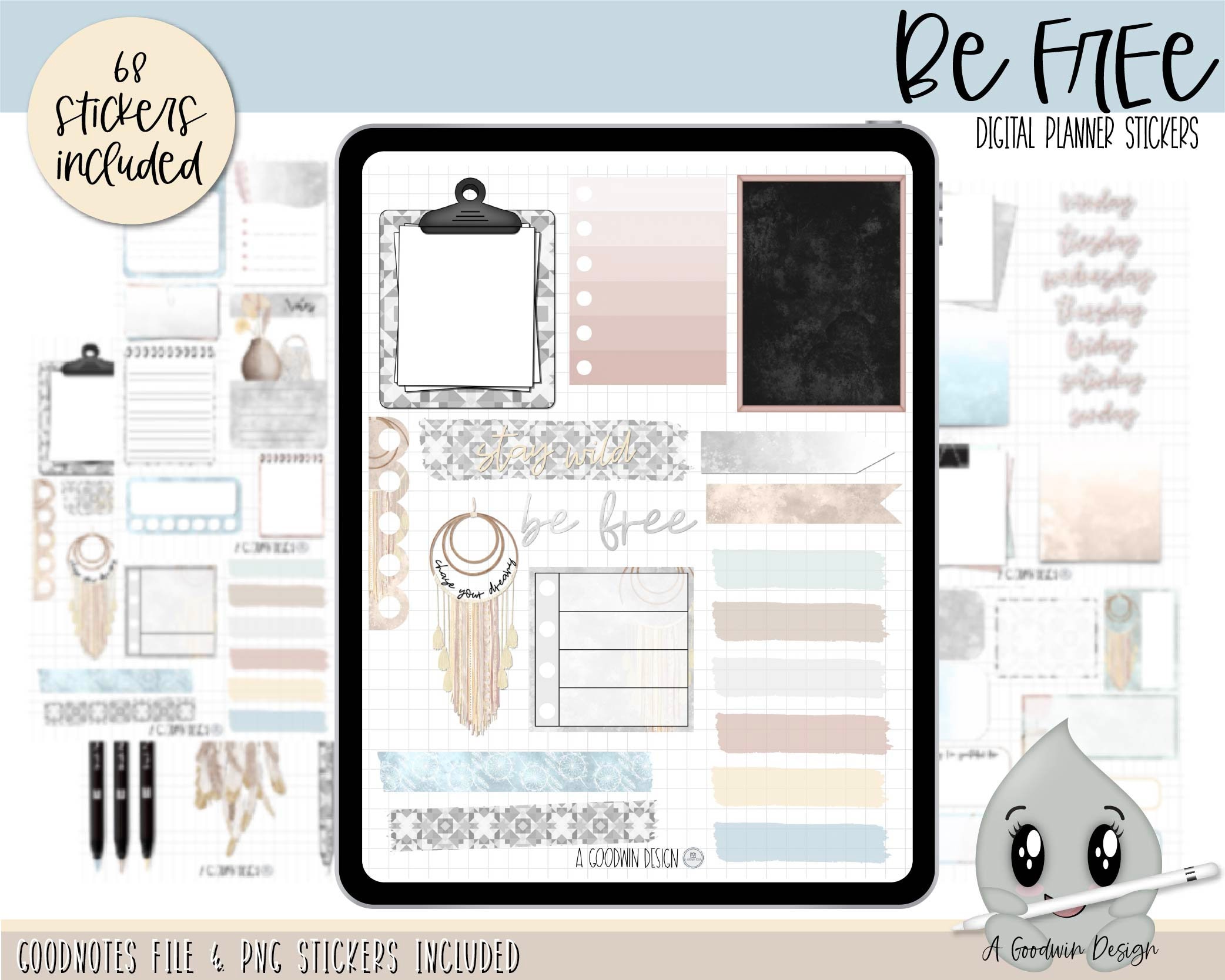 Be Free Digital Planner Stickers Decorative Sticker Set - Etsy