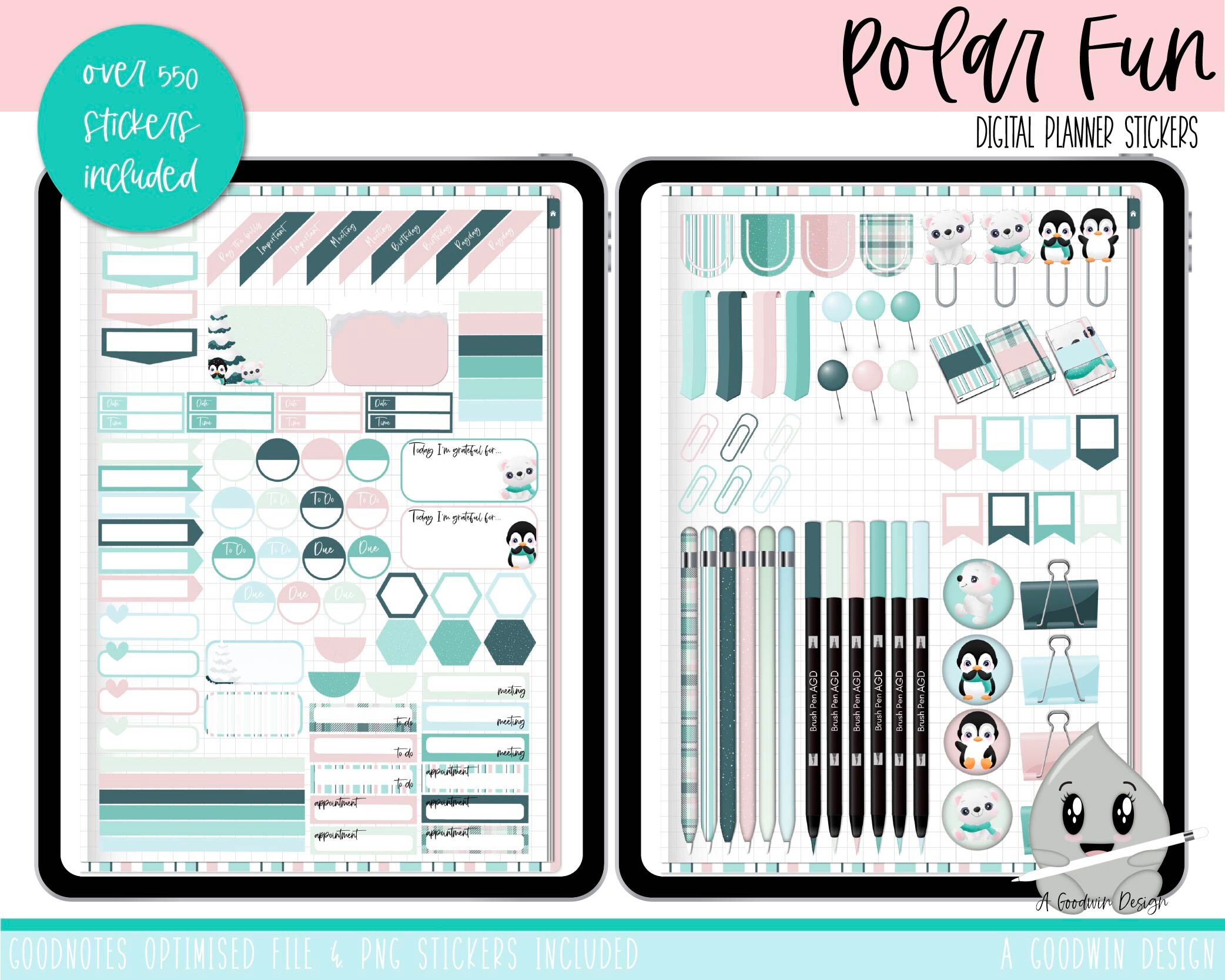 Polar Fun Digital Planner Stickers | Goodnotes Planner Stickers | iPad ...