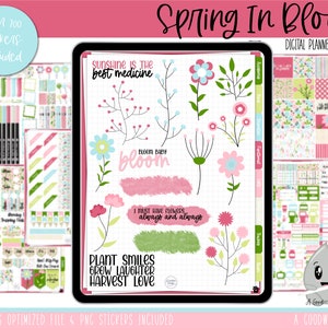 Spring In Bloom Digital Planner Stickers | Goodnotes Planner Stickers | iPad Planning | Weekly Sticker Set | Digital Sticker Set