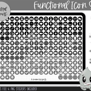 Functional Icons - Neutral Planner Stickers | Functional Sticker Set | Goodnotes Stickers | Digital Planner Stickers | PNG Stickers