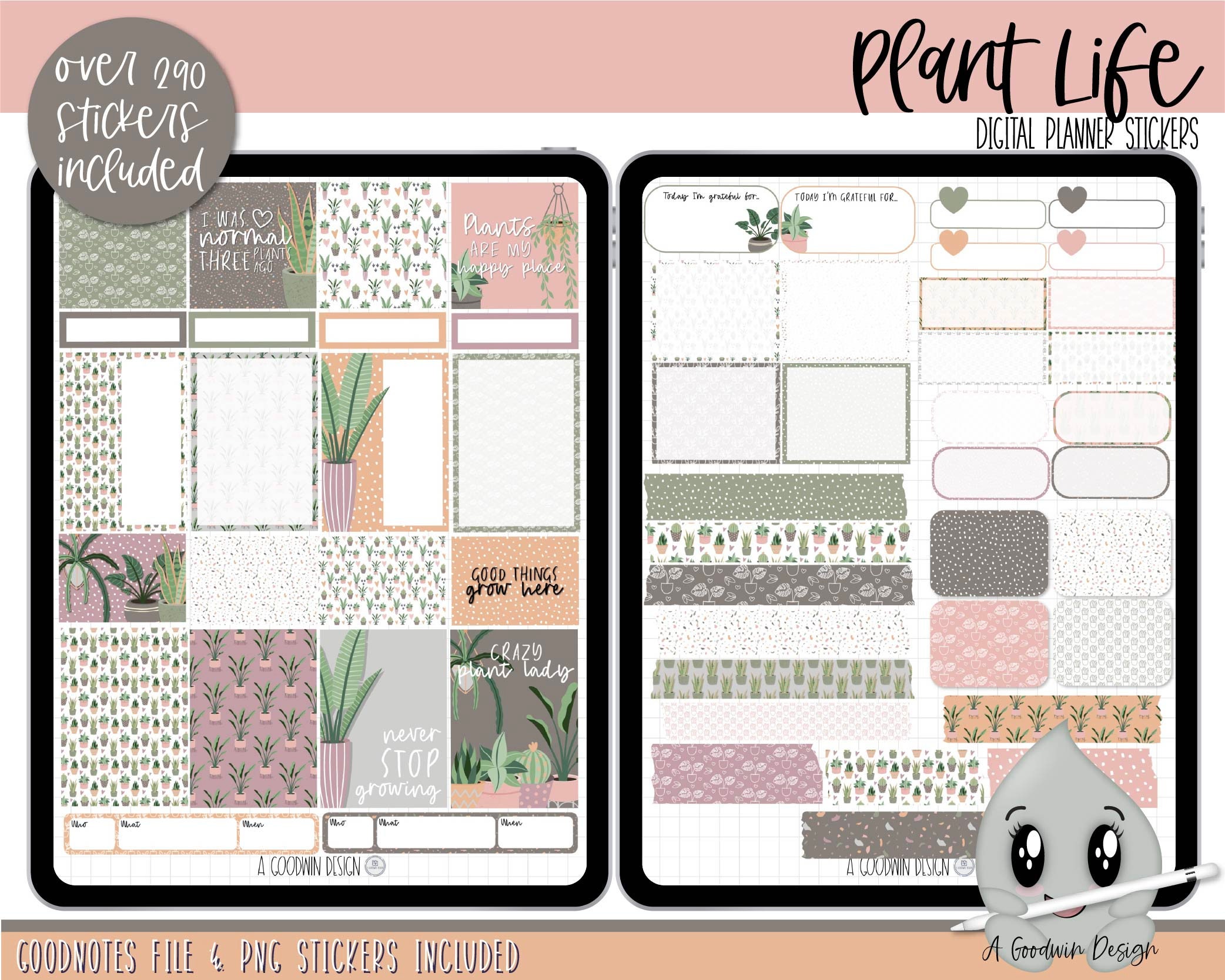 Plant Life Digital Planner Stickers Goodnotes Stickers | Etsy