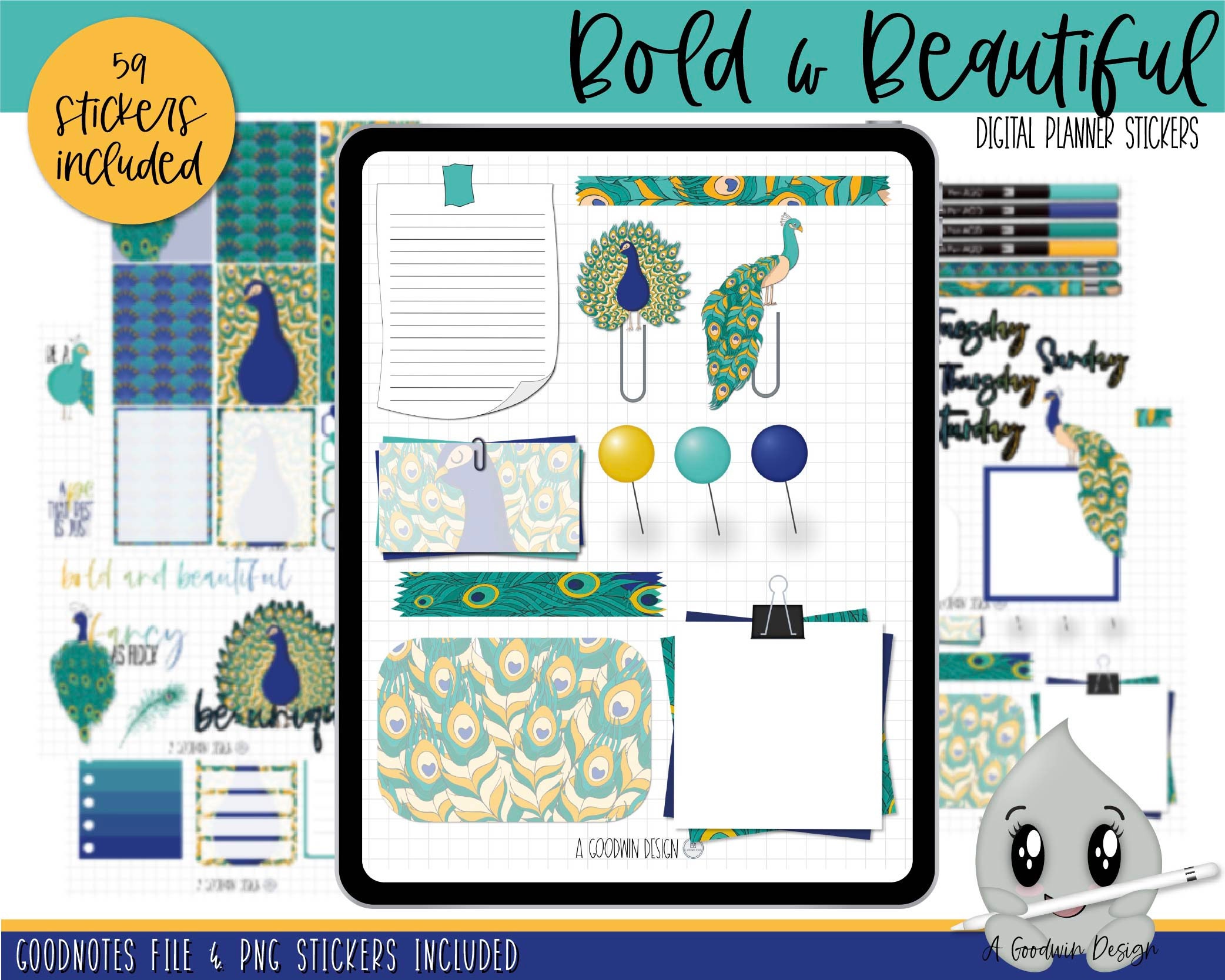 Bold & Beautiful Digital Planner Stickers | Decorative Sticker Set ...