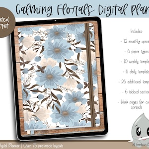 Calming Florals Undated Digital Portrait Planner for Goodnotes | IPad Planner | Goodnotes Planner | Portrait Planner | Notebook Planner