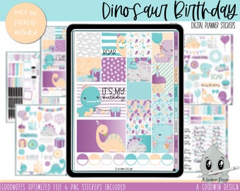Dinosaur Birthday Digital Planner Stickers | Goodnotes Planner Stickers | iPad Planning | Digital Sticker Set