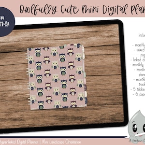 Owlfully Cute Mega Mini Monthly Digital Planner | iPad Planner | Monthly Planner | Hyperlinked Planner | Daily and Weekly Planner