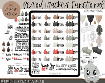 Funktionelle Perioden Tracker Sticker l Planer Sticker | Funktionelle Sticker | Goodnotes Stickers | Digitale Planner Sticker | PNG Sticker