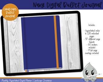 Navy Digital Bullet Journal for Goodnotes | Zoomnotes | Xodo | Noteshelf | Digital Planner