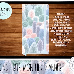 Spring Trees Monthly Slim Planner for Goodnotes | IPad Planner | Goodnotes Planner | Landscape Planner | Notebook Planner |