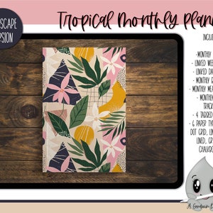 Tropical Monthly Landscape Planner for Goodnotes | IPad Planner | Goodnotes Planner | Landscape Planner | Notebook Planner |
