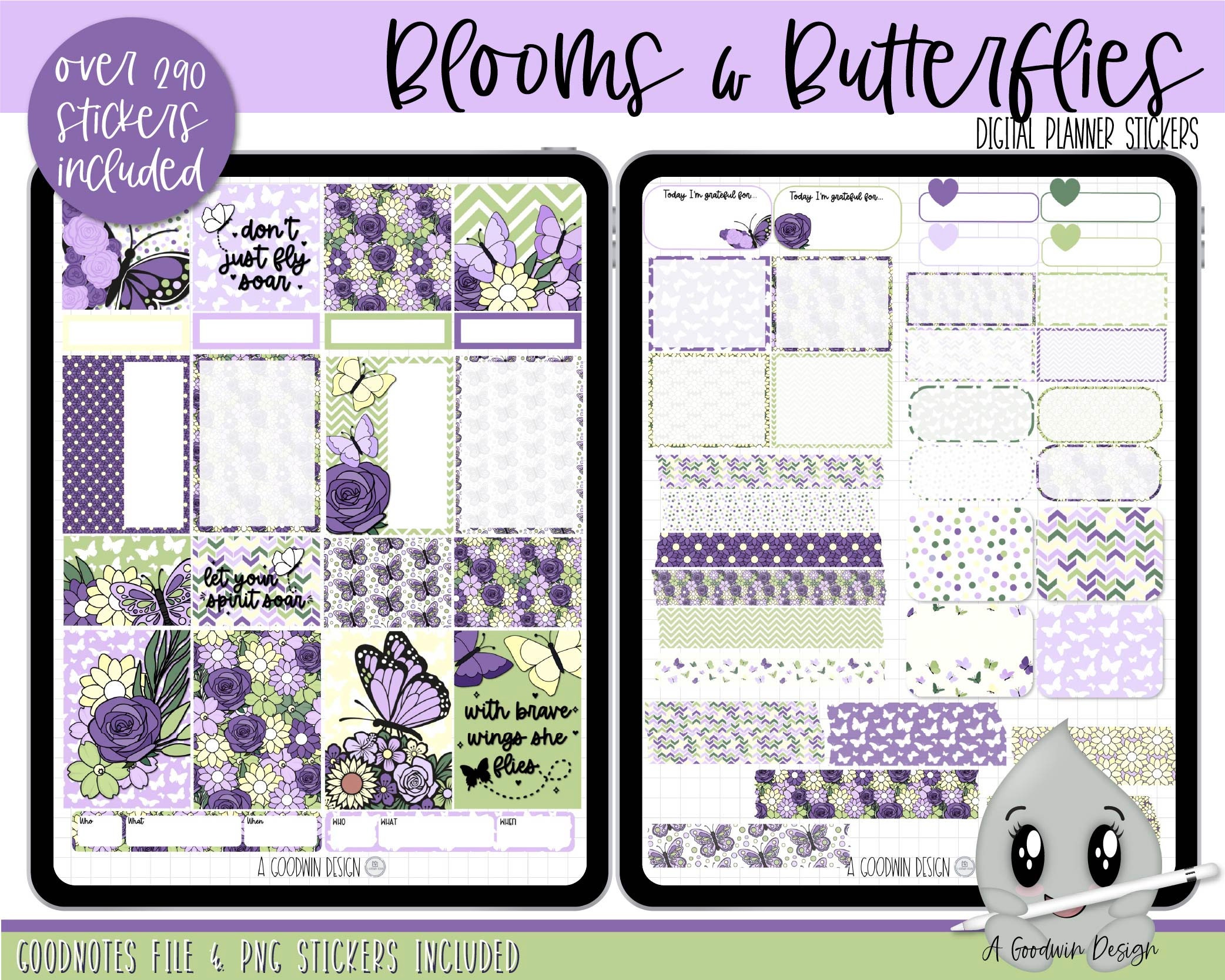 Blooms & Butterflies Digital Planner Stickers Goodnotes | Etsy