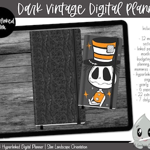 Dark Vintage Undated Digital Planner for Goodnotes | IPad Planner | Goodnotes Planner | Hobonichi Planner | Hyperlinked Planner